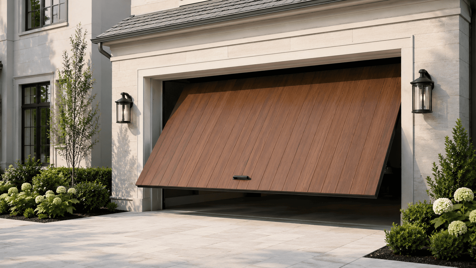 Tilt-up garage door mid-open — Teneriffe